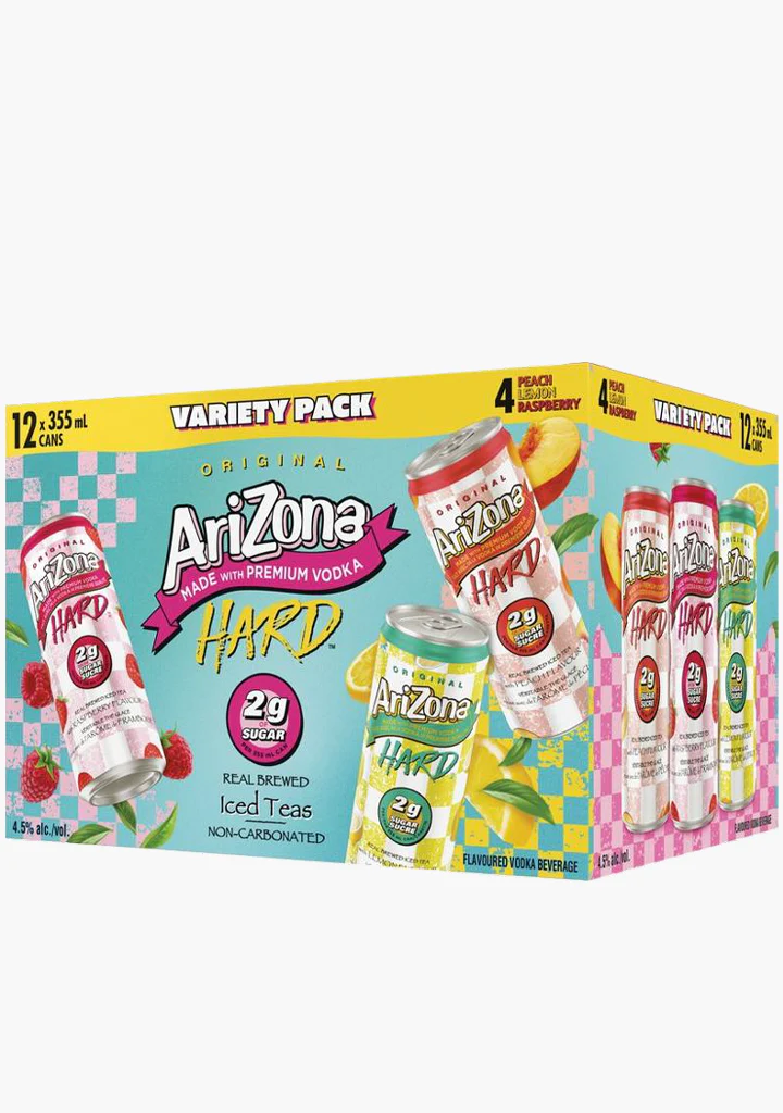 AriZona Hard Iced Teas 2g Sugar Variety Pack - 12x355mL